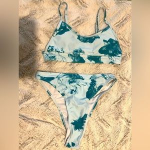 two piece bathing suit w/ smoke detail